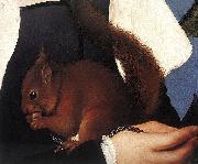 Hans holbein the younger Portrait of a Lady with a Squirrel and a Starling Spain oil painting artist